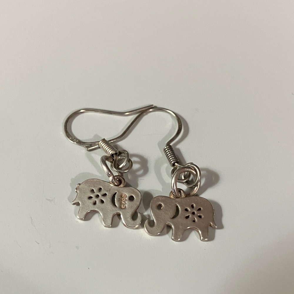 Tiny Sterling Silver Elephant Earrings